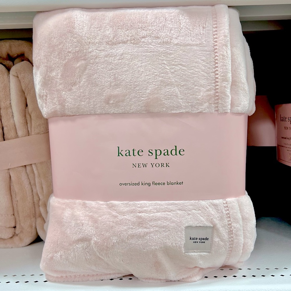 Kate Spade KING Oversized Light Pink Blush Fleece Blanket Throw